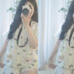 Đồ bộ mặc nhà nữ họa tiết dễ thương chất đũi Hàn