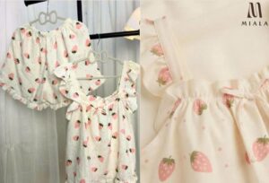 Bộ đồ ngủ nữ họa tiết dễ thương chất liệu đũi Hàn thoáng mát, mềm mại