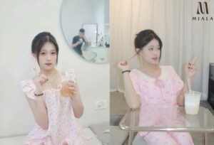 Bộ đồ ngủ nữ họa tiết dễ thương chất liệu đũi Hàn thoáng mát, mềm mại